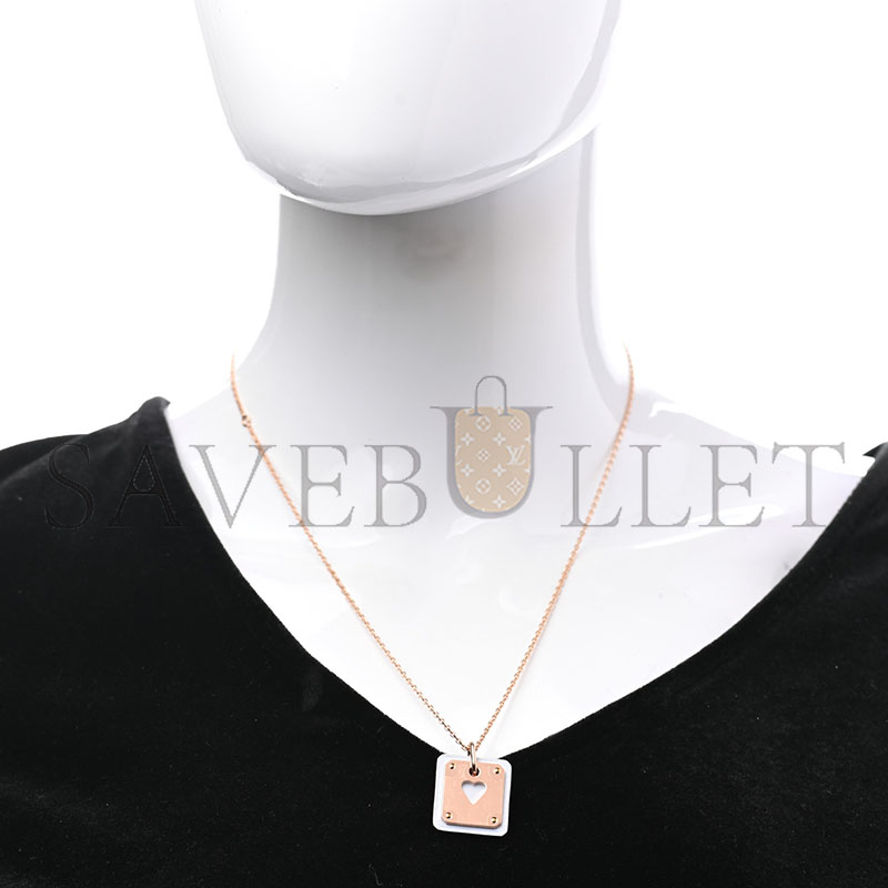 H**mes rose gols plated swift as de coeur necklace bleu brume